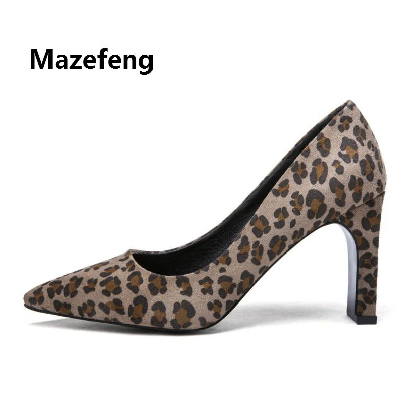 

Mazefeng 2019 New Fashion Women Pumps Mature Style Simple High Quality Women Casual Shoes Solid Leopard Print Ladies Shoes Flock