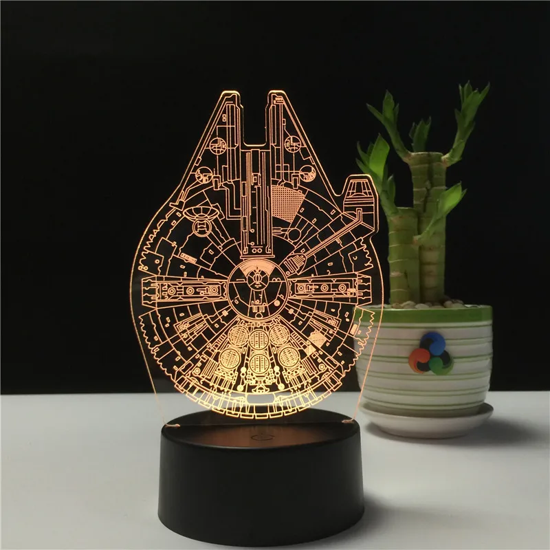 Звездные войны Сокол Миллениум 3D Голограмма лампочка ночник USB Luz De LED сенсорный