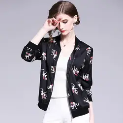 Новое поступление брендовая куртка с длинными рукавами для женщин Весна и осень шифоновые накидки женские со стоячим воротником модная