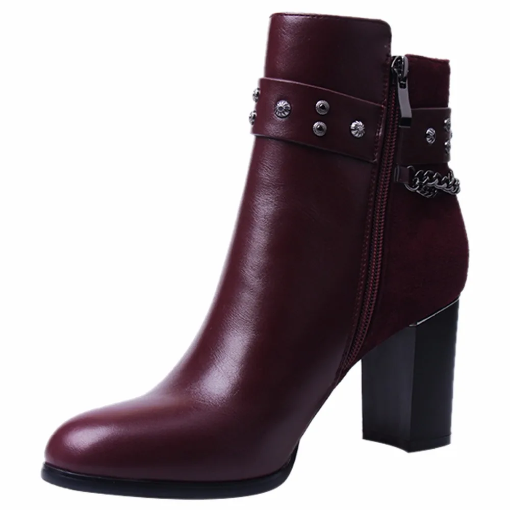 TIANMIMI2018 New Fashion Sexy Women's Ankle Boots Zipper High Heels Chains Platform Women Autumn Winter Botines Negros Mujer Women's Shoes