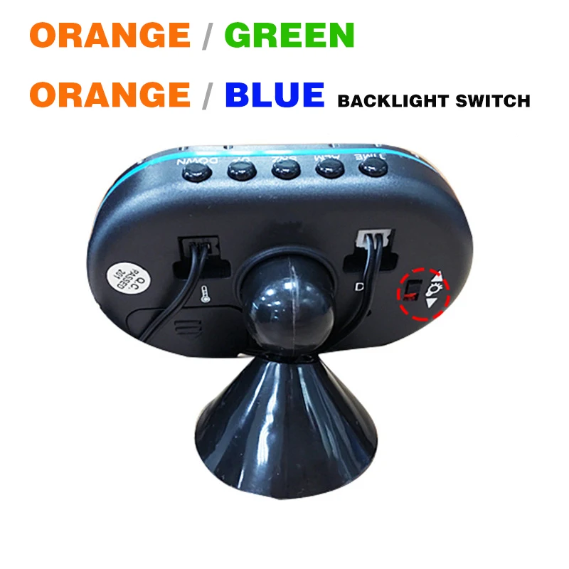  Car Thermometer Digital Clock DC12/24V Automobile Clock LED Lighted Auto Dual Temperature Gauge Vol