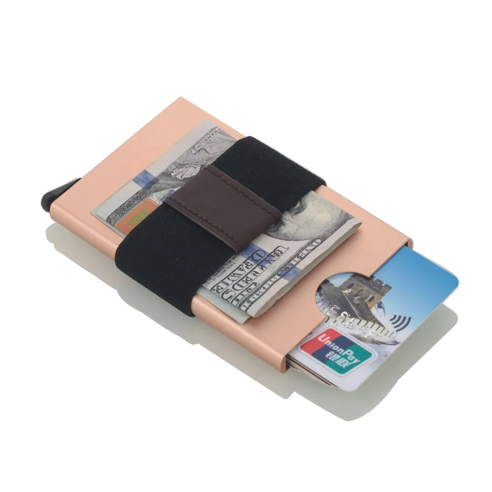 

2019 New Automatic Pop Up Business Card Holder Aluminum Rfid Card Holder Case Men Metal Credit Card Box ID Card Wallet