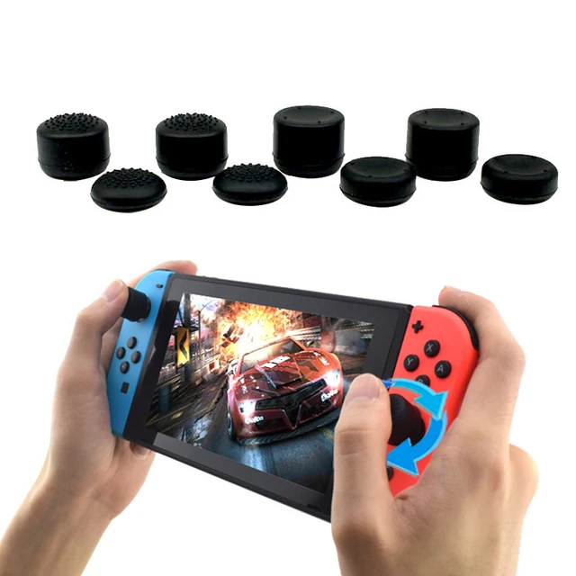 8pcs Black Rubber Silicone Analog Extenders Thumb Sticks Grips Caps