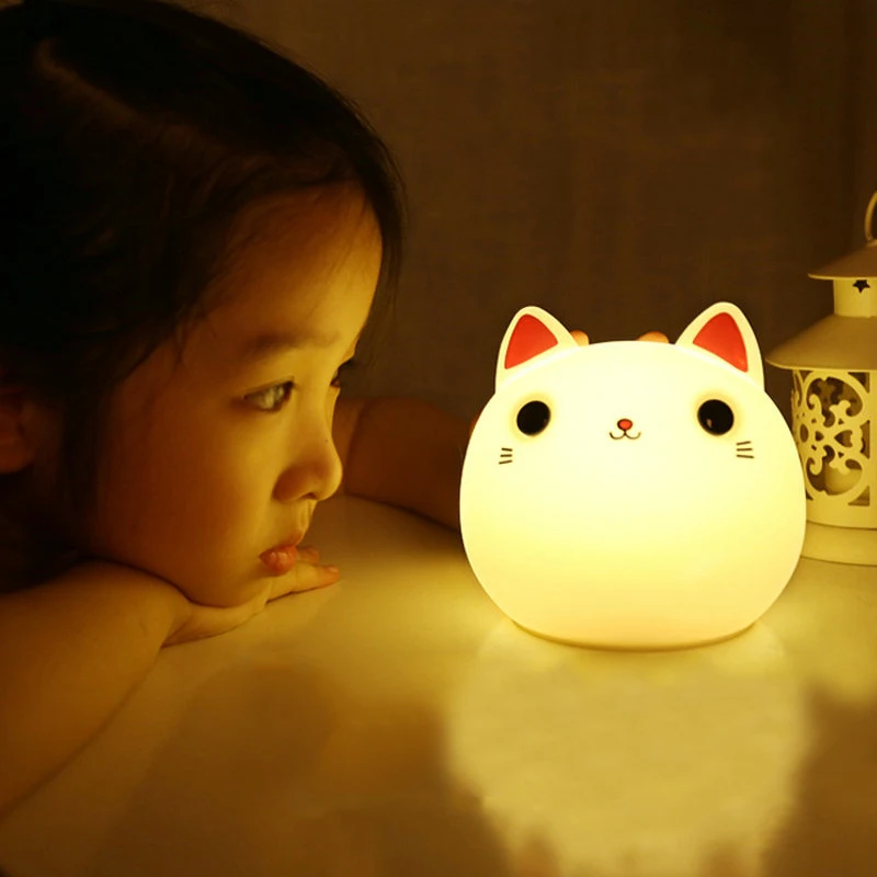 LMID милый силиконовый ночник для кошки, прикроватная лампа, детские игрушки, лампа для кровати, лампа-ночник, украшение для спальни, дети, Gif