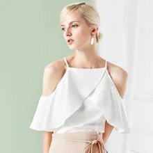 Новинка летние женские Топы Sexy высокого качества одежда шифон ремень белый камзол для женщин без рукавов модный бренд/dd010