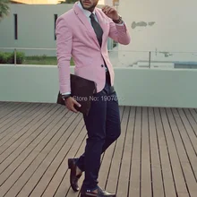Slim Fit Wedding Men Suits for Grooms Two Piece Pink Jacket Pants Notched Lapel Tailor made Blazer Latest Style