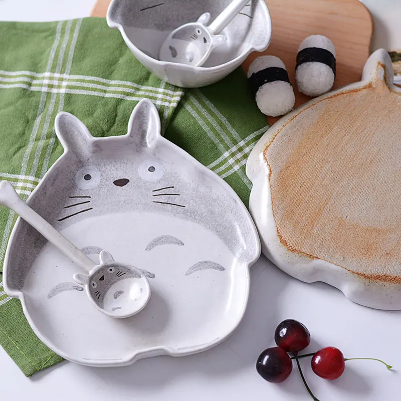 Оригинальная 3D керамическая тарелка Totoro посуда миска ложка набор керамика