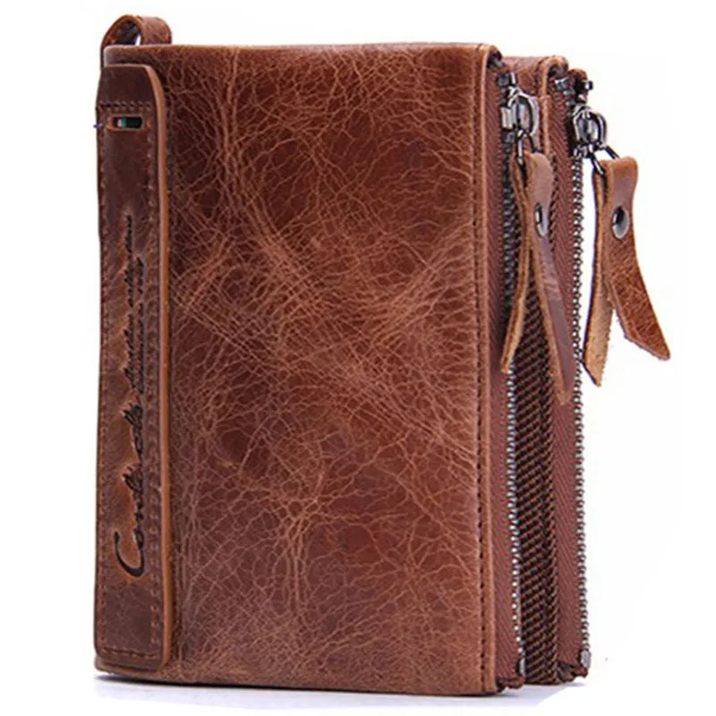 

HOT Genuine Crazy Horse Cowhide Leather Men Wallet Short Coin Purse Small Vintage Wallets Brand High Quality Designer