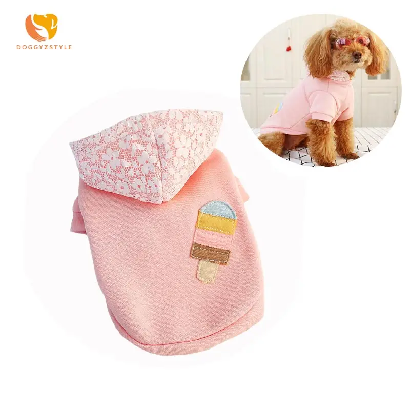 

Dog Hoodie Ice Cream Embroidery Pet Dogs Coat Pink Hooded Clothes Cat Small Chihuahua Labrador Costume XS S M L XL DOGGYZSTYLE