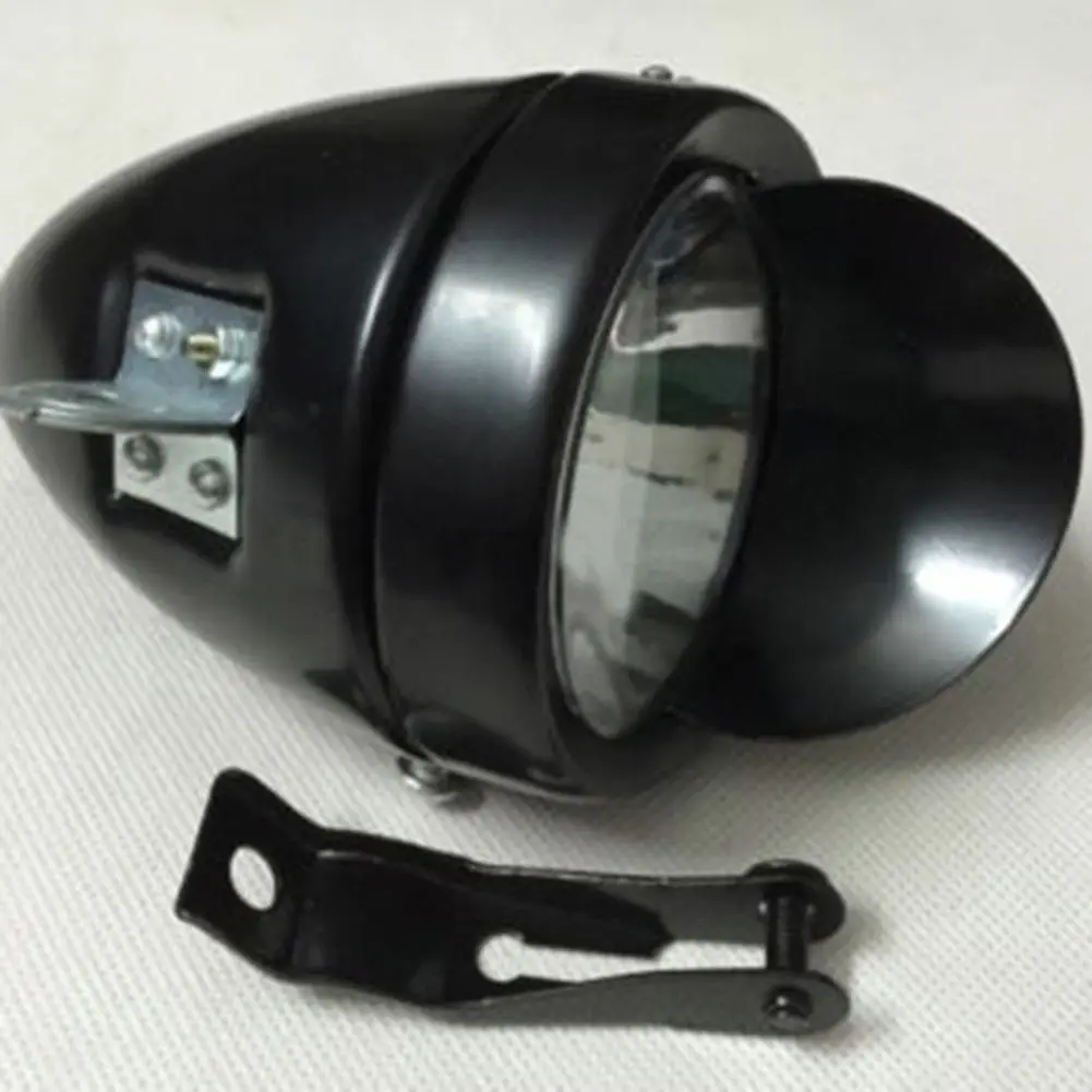 Head Lamp Universal Bicycle White Black/Silver Kit Battery Flashlight LED Front Fog Light Metal Chrome Classic