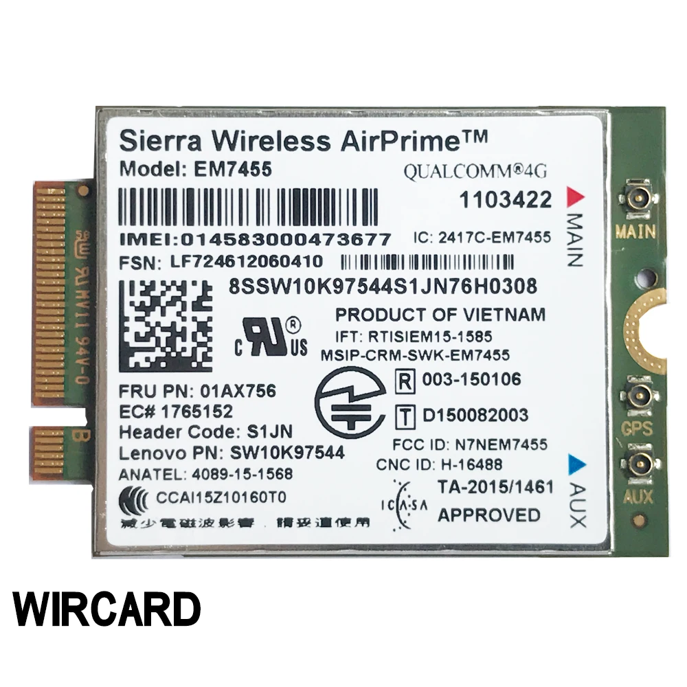 WIRCARD EM7455 FRU 01AX756 LTE 3G 4G карта для ноутбука thinkpad X1 Tablet Gen2|3G модемы| |