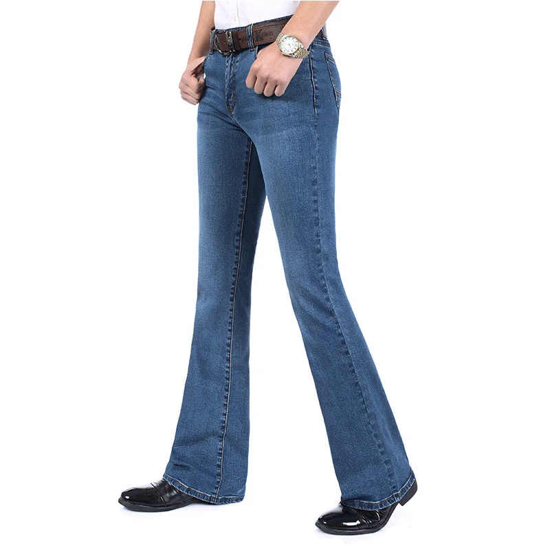 

Free Shipping High Quality 2018 Autumn and Winter New Men's Smart Casual Bootcut Jeans Business Flare Pants Plus Size Trousers