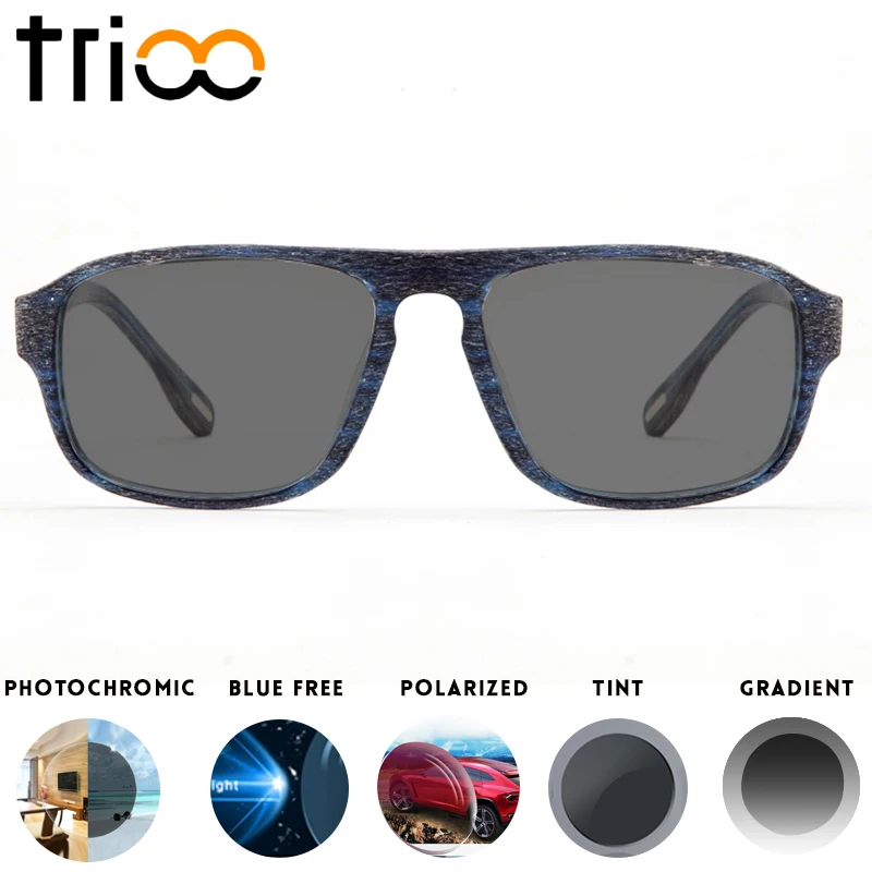 Солнцезащитные очки TRIOO с диоптриями черные фотохромные UV400 квадратные по