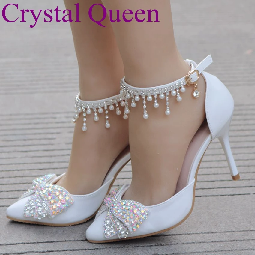 

Sexy High Thin Heel Sandals 2018 Summer Sandals Women Pointed Toe Shoes Rhineston Cute Party Dress Pumps With Butterfly-knot