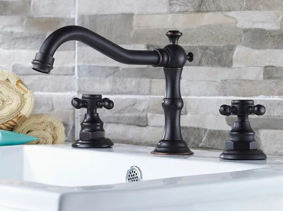 

Oil Rubbed Bronze Dual Cross Handles Bathroom Vessel Sink Basin Faucet Mixer Taps anf200