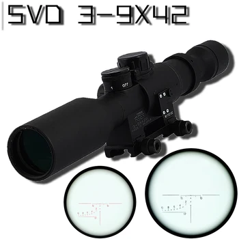 

Sniper Tactical SVD 3-9X42 Hunting Rifle Scopes Optics Sight Hunting scope red dot light 11mm/20mm wave rail base riflescope