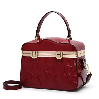 

2018 high-quality patent leather women handbags Fashion box designer luxury handbag Women's shoulder bag bolsa feminina
