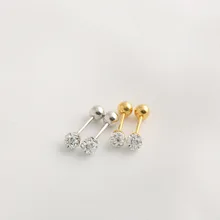 Серьги из стерлингового серебра 925 пробы, простые маленькие круглые серьги из циркона, Сережка-гвоздик в форме шурупа, милые украшения для ногтей