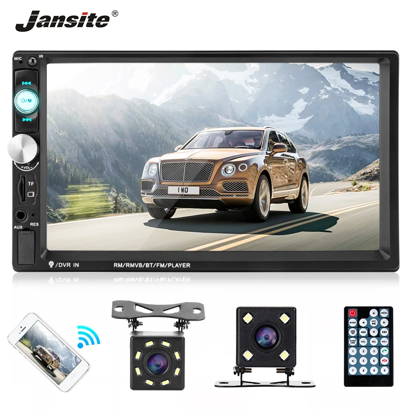 

Jansite 7" 2 DIN Car Radio DVD MP5 player Touch screen USB Mirror-link for iphone and Android car autoradio with Backup Camera