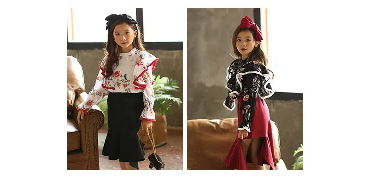 floral pattern teenage girls clothes kid autumn spring fashion baby shirt girls blouse casual children clothing long sleeve tops (10)