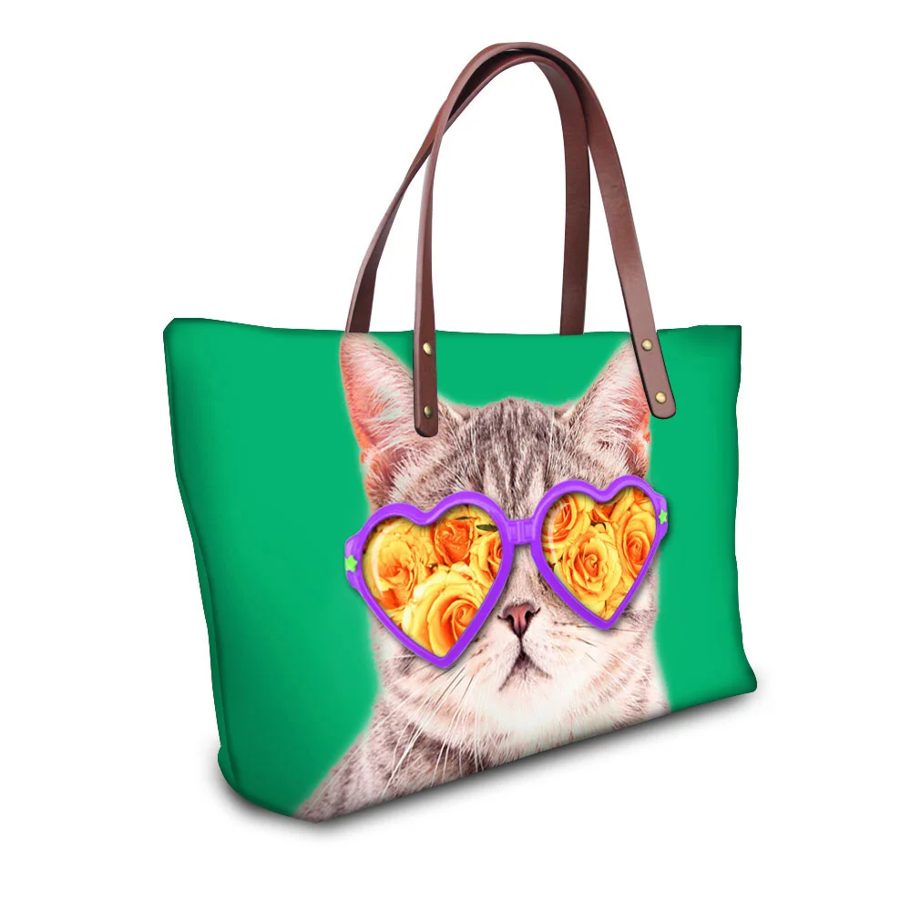 

Fashionable Women Handbag High Quality Shoulder Bags Funny Kitty Cat Top Handle Bags Tote Large Travel Casual-bag