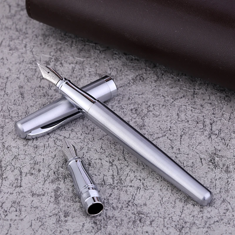 Duke 209 Steel Calligraphy & Fountain Pen Set Two Nibs with Gift Box , Ideal for Writing and Painting , Pure Silver Color chinese fiber xuan paper pure mulberry paper antique craft handmade natural color calligraphy painting rice paper rijstpapier