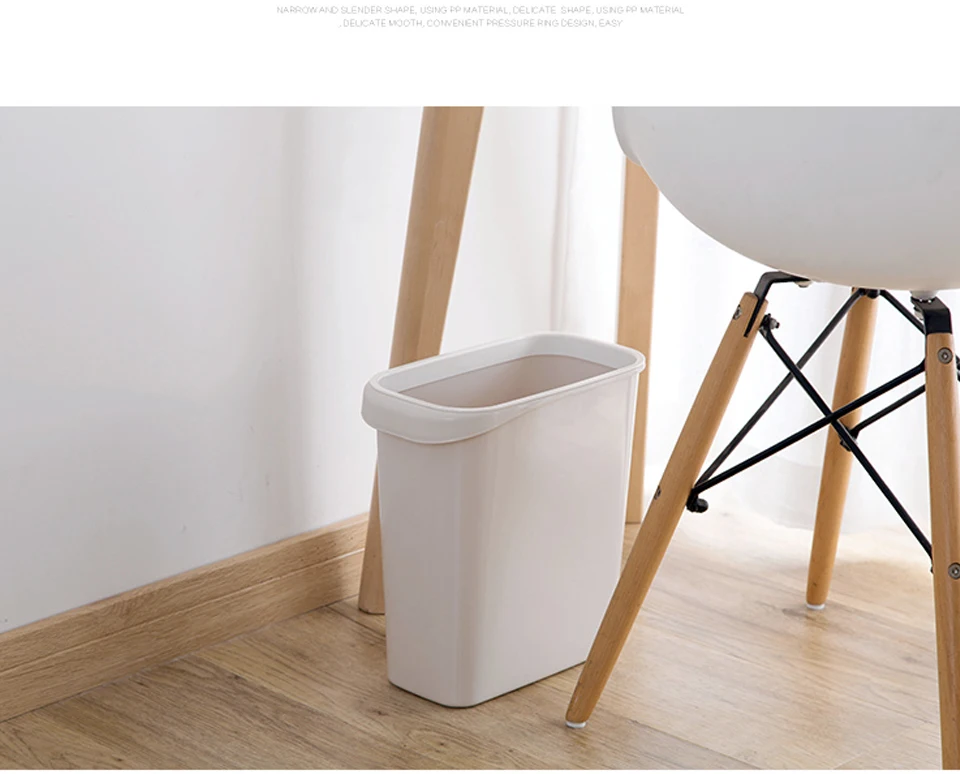Coverless Narrow Bathroom Trash Can Waste Bin Kitchen Office Home Storage Box Dustbin Garbage