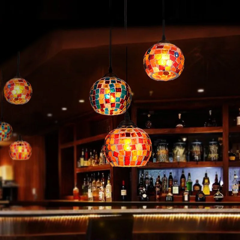 Modern Tiffany LED colorful glass pendant lights lustres for dining room living room indoor lighting bar colored pendant lamp modern colorful color stone glass pendant lights retro hanging restaurant lustres g4 led bulbs fixture indoor lighting