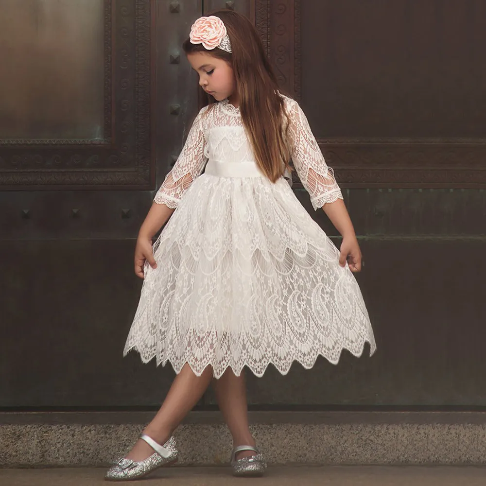 

Toddler Kids Baby Girl Lace Flower Princess Tulle Party Pageant Dresses Clothes