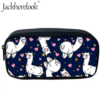 

Jackherelook Women's Cosmetic Case Kids Functional Pencil Pen Cases Cute Llama Animal Print Makeup Bag Organizer for Pencil Bags