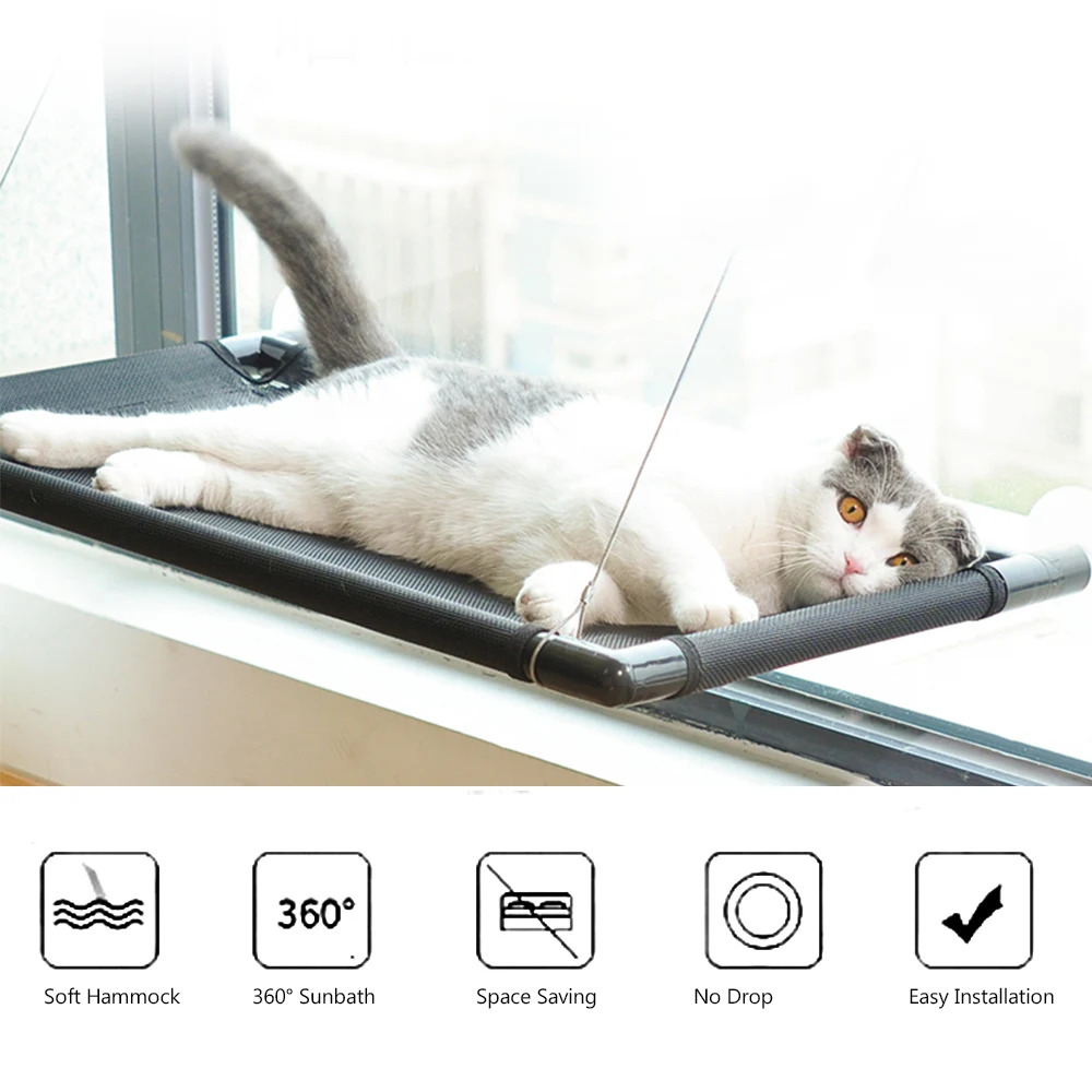 Гамак для кошек Pet Window Bed Perch Cat Sunbathing Safe Hammock тканый коврик окон подвесная полка