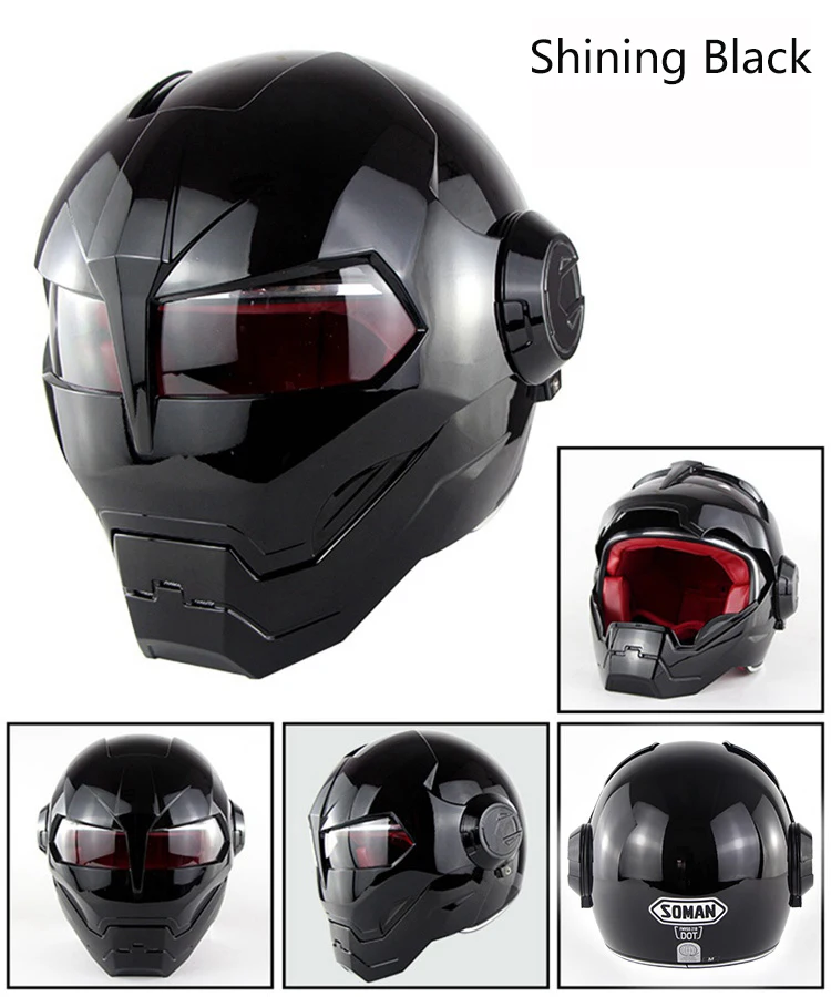 SOMAN Iron Man Motorcycle Helmet Flip up Motorbike Robot Style Helmet Motocross Casco Moto Cross Helm DOT Approval 515