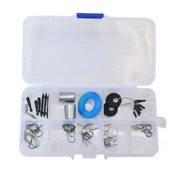 

elenxs Fishing Accessories Kit Including 2#-6# 10pcs Each Size Hooks Space Beans Swivels cork Seats Combination Box