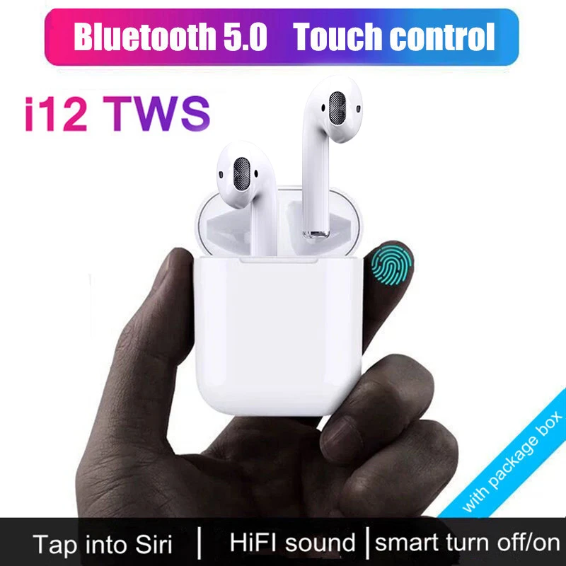 

i12 TWS Bluetooth Earphone True Wireless Earbuds Original Earpiece Sport Headset with Charging Box Mic Handsfree Touch for Phone