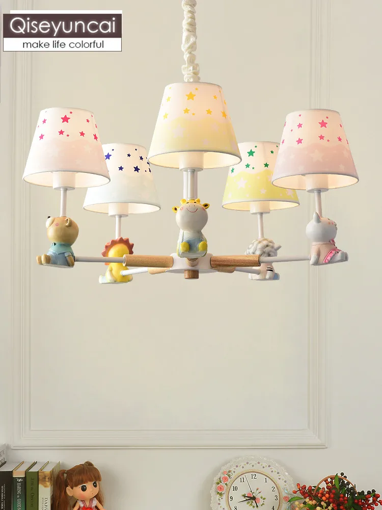 Qiseyuncai Nordic современный минималистский детская комната люстра для мальчиков и девочек милый мультфильм детская спальня лампы