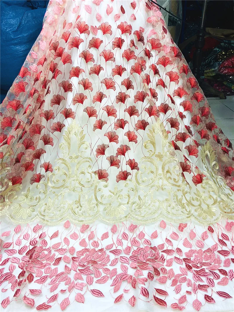 

5 yards nigerian lace fabric high quality french lace for wedding dress free shipping