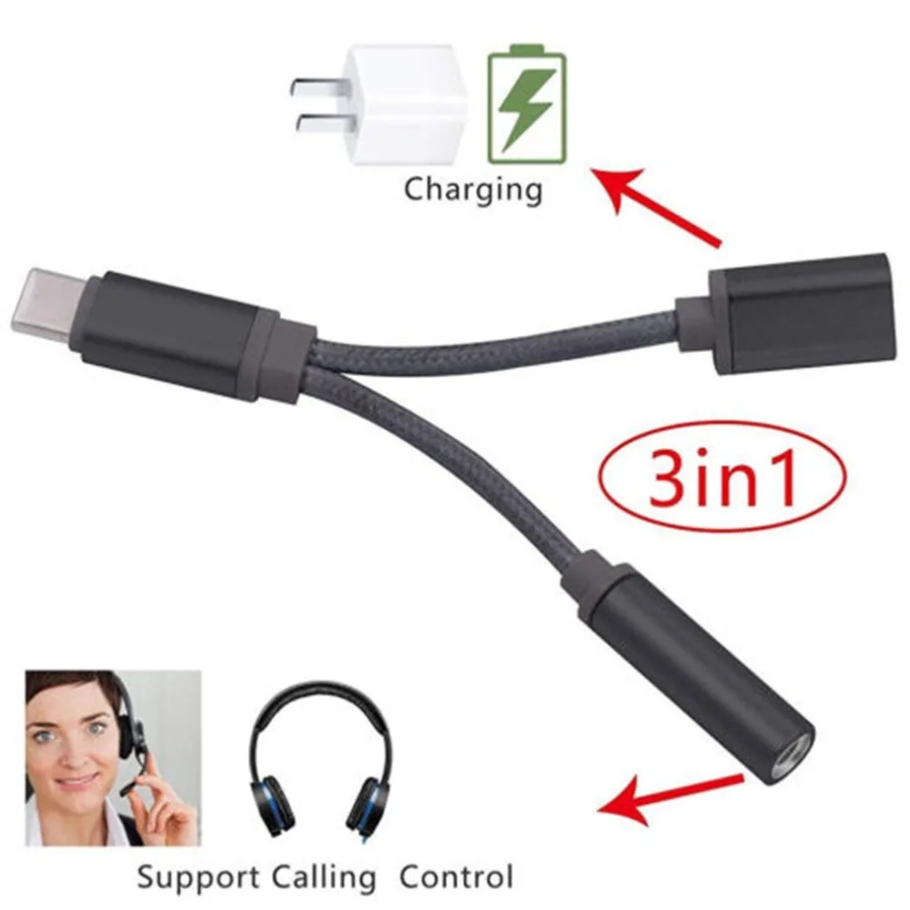 2in1 USB C Тип до 3 5 мм Jack на обоих концах для подключения внешних устройств к