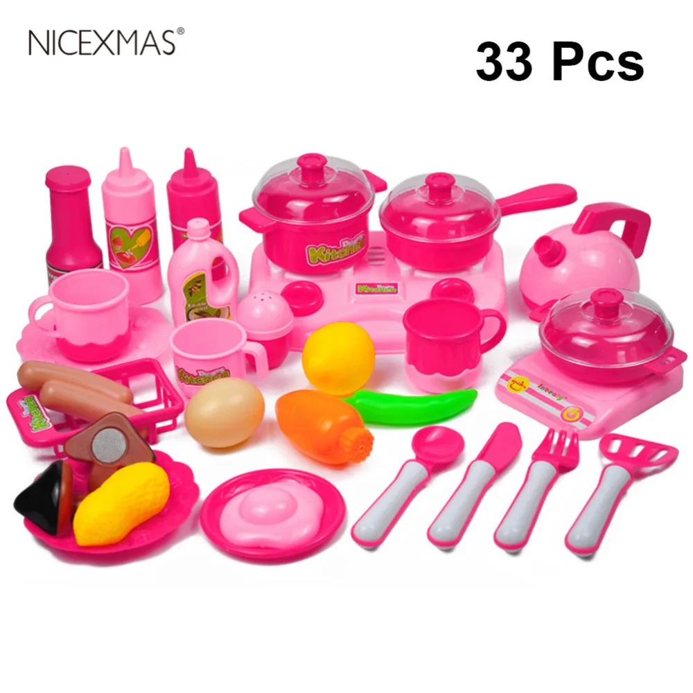 

33 Pcs Creative Mini Kids Dishes and Utensils Set Dishes and Flatware Kit Kitchen Cooking Toy Kit Cooking Playthings for Kids