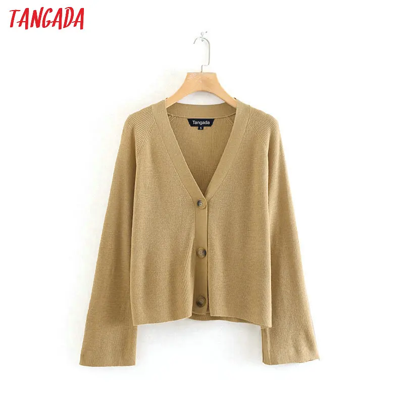

Tangada 2019 autumn winter women loose cardigan sweater flare long sleeve vintage buttons korean style knitted cardigan RY103