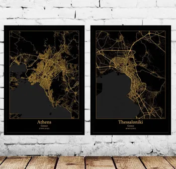 

Athens Thessaloniki Greece Map Poster