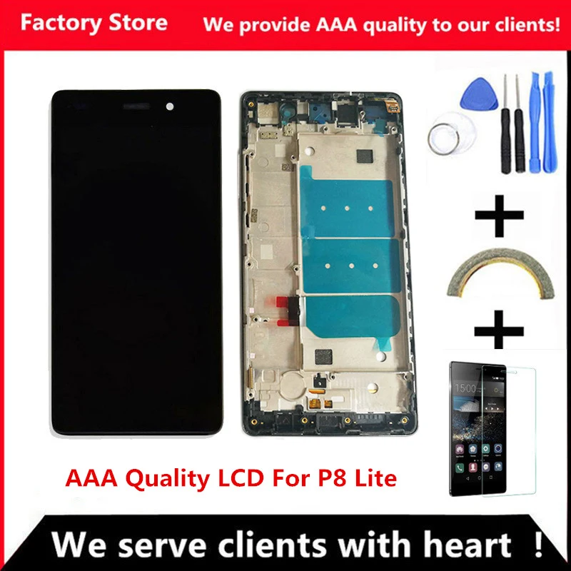 

QYQYJOY AAA Quality LCD+Frame For HUAWEI P8 Lite Lcd Display Screen Replacement For ALE-L04 TL00 CL00 Digiziter Assembly