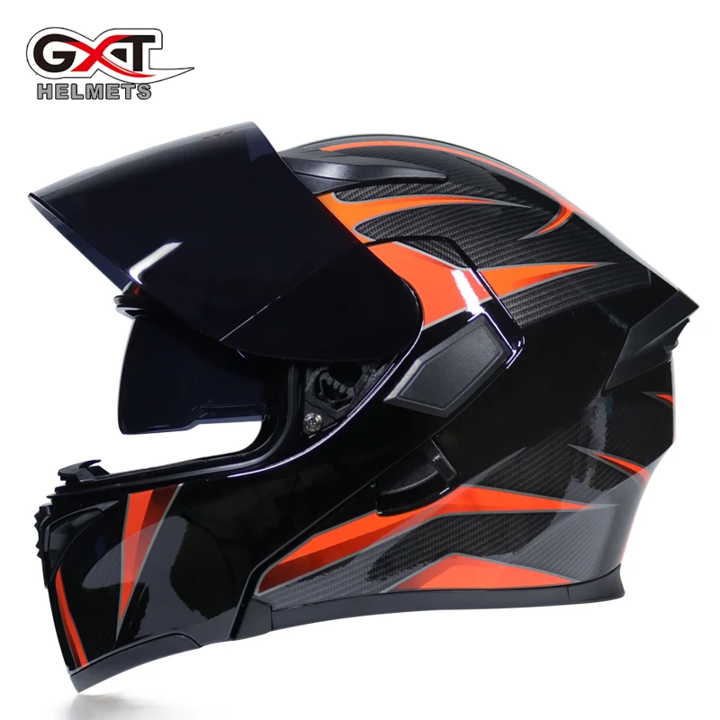 Мотоциклетный шлем GXT с откидной крышкой светозащитный на все лицо гоночный