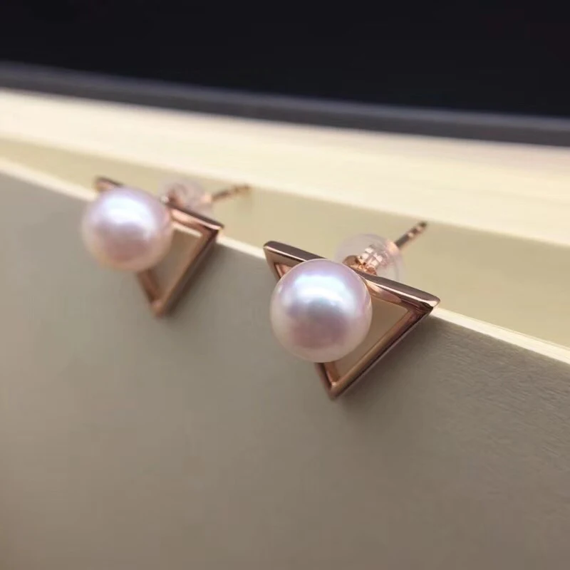 Sinya Au750 Gold stud earring Natural southsea pearls earring Triangle design fashion jewelry for women girls Mom 2018 News (2)