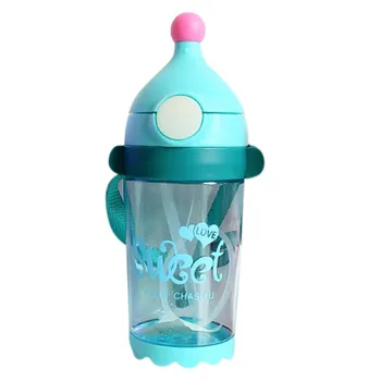

Children's Cartoon Animal School Drinking Water Cup Sippy Cup Strap Plastic Drop Resistant Leakproof Portable Kettle 450m