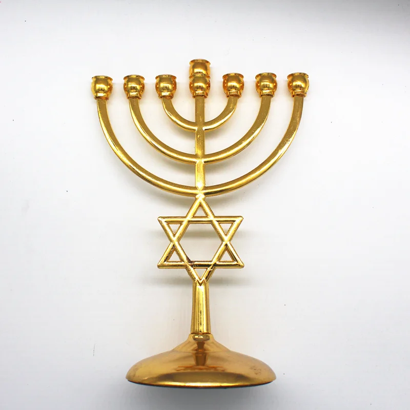 Религия Jerusalem Menorah со звездой Давида мессианина Menora of brass