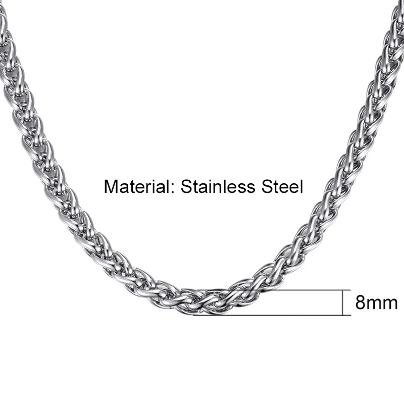 Мужское ожерелье плетеная цепочка из нержавеющей стали для мужчин серебряного цвета панк мужские ювелирные аксессуары