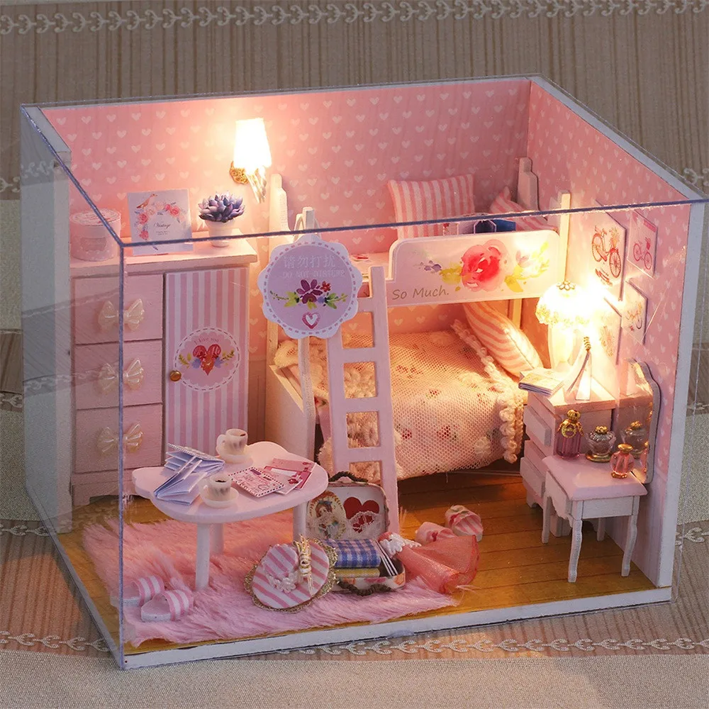 Diy Миниатюрный пылезащитный чехол 3D Деревянный миниатюрный кукольный домик игрушки для детей подарки на день рождения Diy Кукольный дом L925