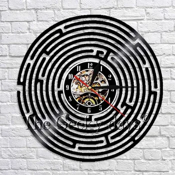 

Abstract Labyrinth Minimalist Mystik Wall Clock Labyrinth Art Wall Decor Make From Vinyl Record 12" Quartz Silent Clocks