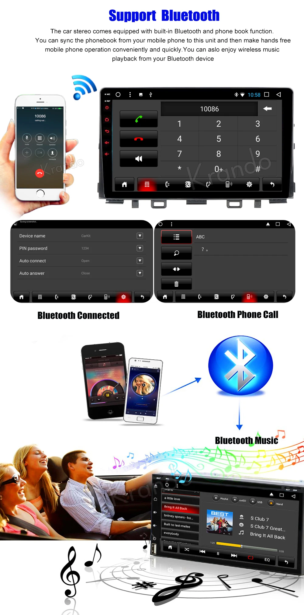 Krando Android car radio gps navigation multimedia system for KIA RIO 2017