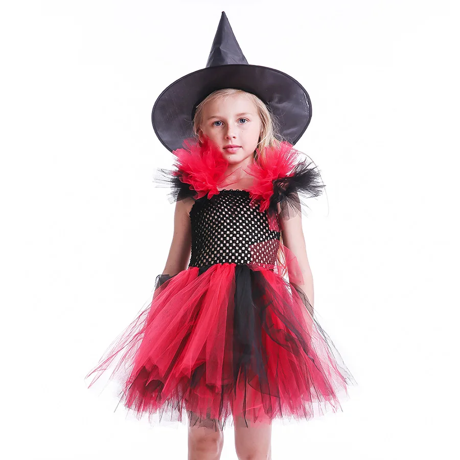 Halloween Christmas TUTU Dress Girls Clothing TUTU Princess Photo Prop with Witch Hat Kids (1)